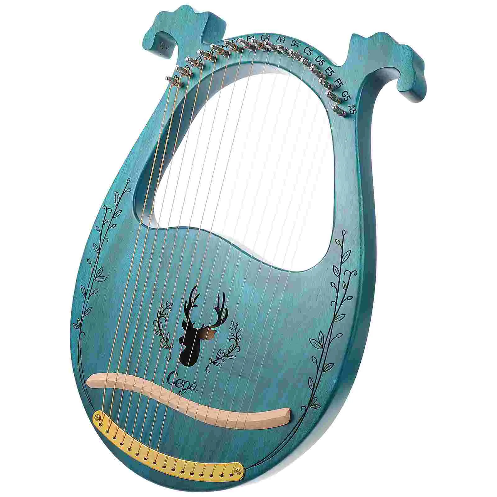 

WH-16 Lyre Harp Metal Strings Handheld Harp Wood String Instrument With English Instrument Book Tuning Tuning Bar String