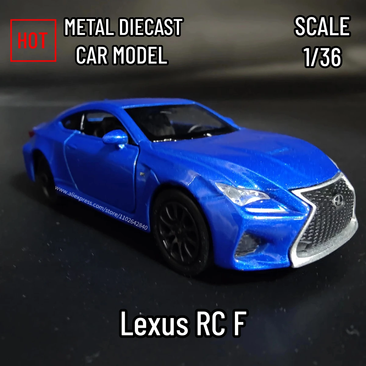 1/36 Scale Lexus RC F Car Model Replica Diecast Collection Vehicle Interior Decor Ornament Xmas Gift Kid Boy Toy