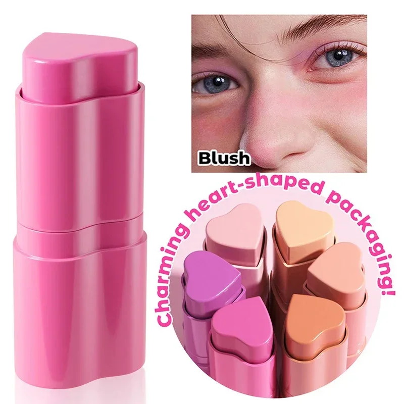 Functional Blush Stick Waterproof Easy Color Face Rouge Blusher Cream Lasting High Color Rendering Brightening Skin Tone Make Up blush stick facial blusher blush cream cream blusher