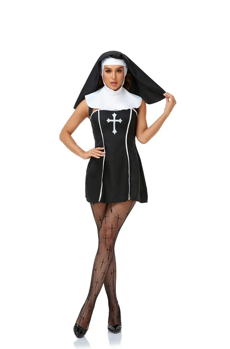 Easter Halloween Cosplay Party Costume Adult Sexy Nun Role Play Stage Fancy Party Dress