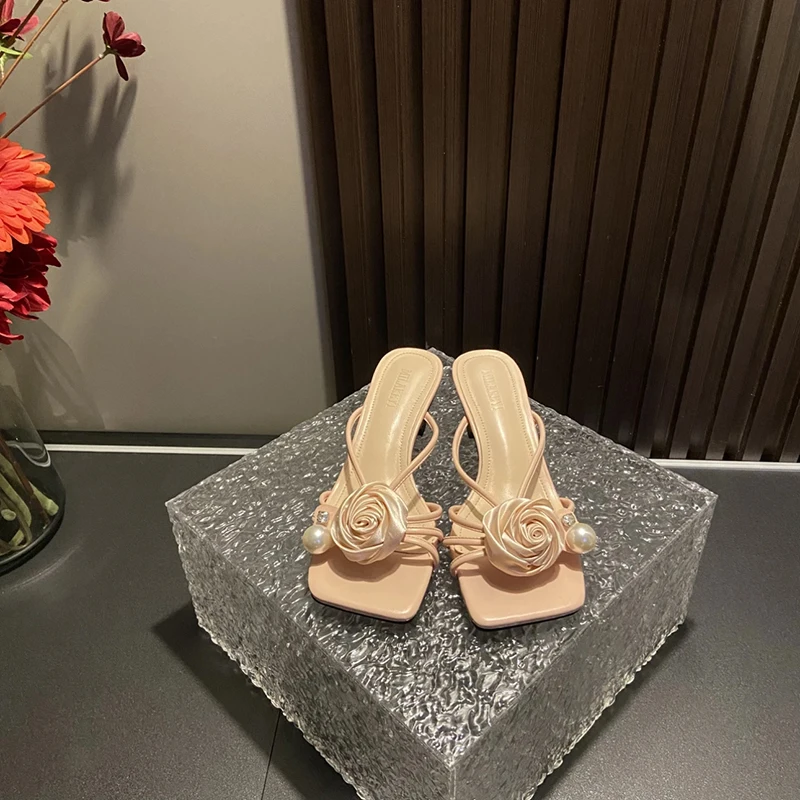 

Шлепанцы женские на тонком каблуке, сланцы, модная Роскошная обувь в римском стиле, Повседневные тапочки, летние тапочки, 2024