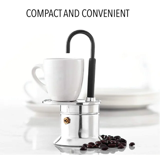 Spout Stovetop Moka Pot Aluminum Alloy 1 Cup 50ML Italian Coffee Maker Rust Lightweight Practical for Travel