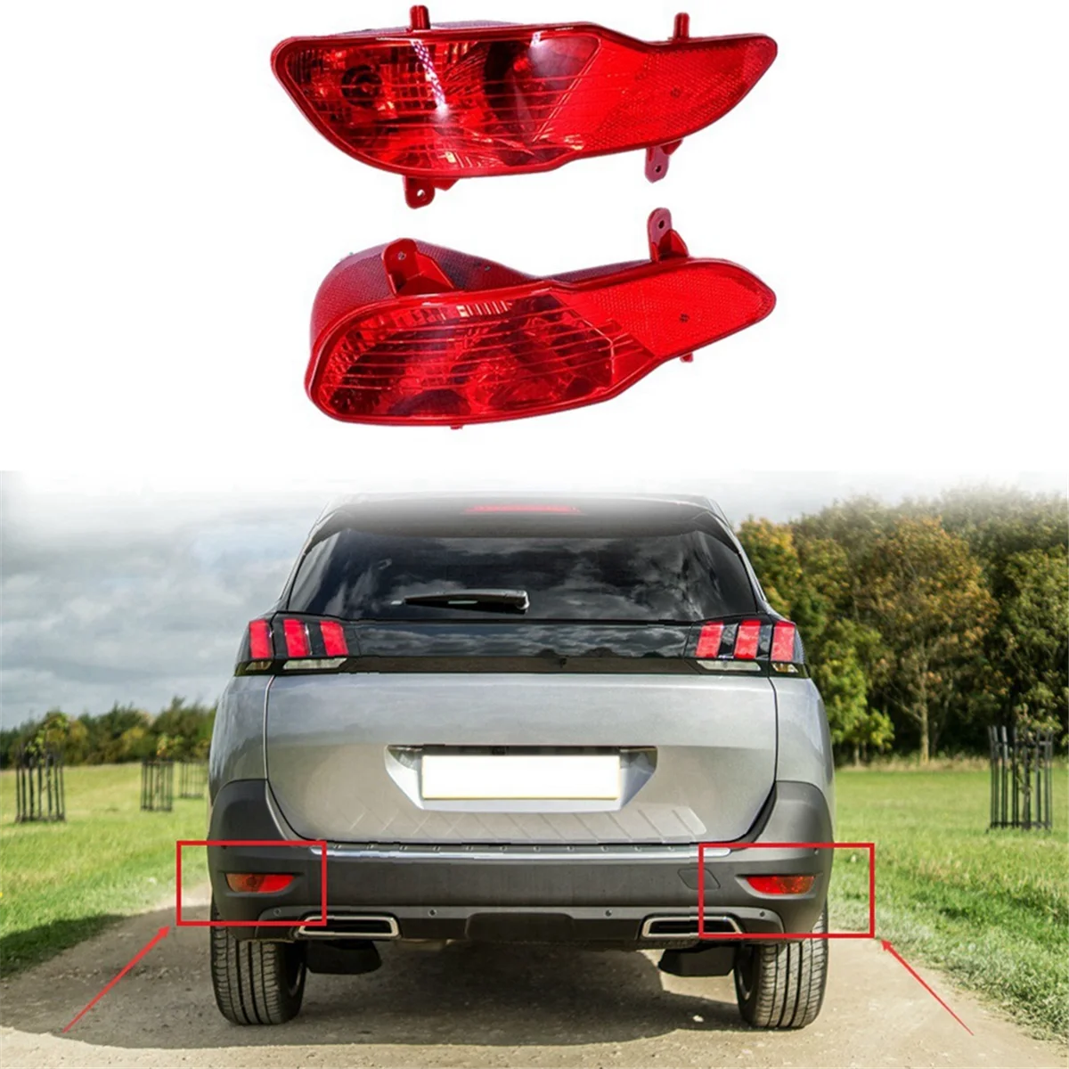 

Automotive Rear Bumper Reflector Lights Rear Bumper Fog Lights for Peugeot 5008 MK2 2016+ 9811982980 9811981980