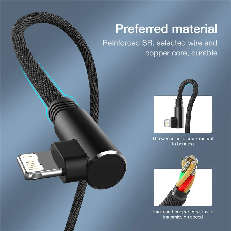 Fast Charge 90-Degree USB Cable - Extra Long 3M Elbow Charger Data Cord