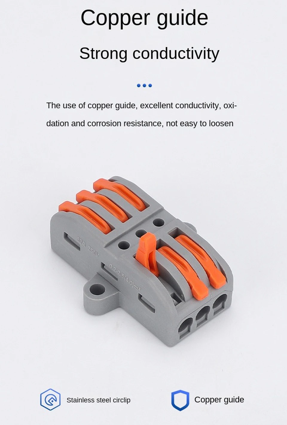 Description Picture 4 of itemQuick wiring terminal block Universal Push-In Wire Connector Compact Splice Insulated Terminal household Fixed terminal post