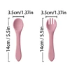 2PCS/Set Silicone Baby Utensils Food Grade Spoon Fork Eating Training Children Tableware Baby Food Accessories Children Cutlery 6
