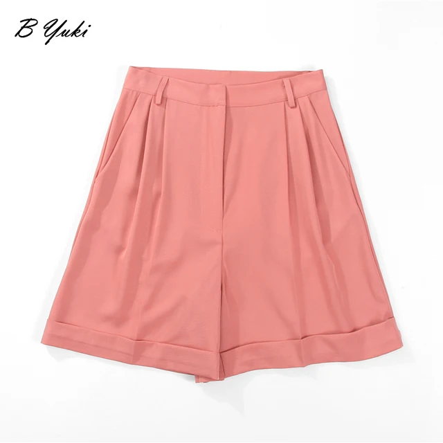 Blessyuki Summer High Waist Shorts Pants Women 2022 New Casual Loose Elegant Office Pants Female Korean Solid Soft Straight Pant 5