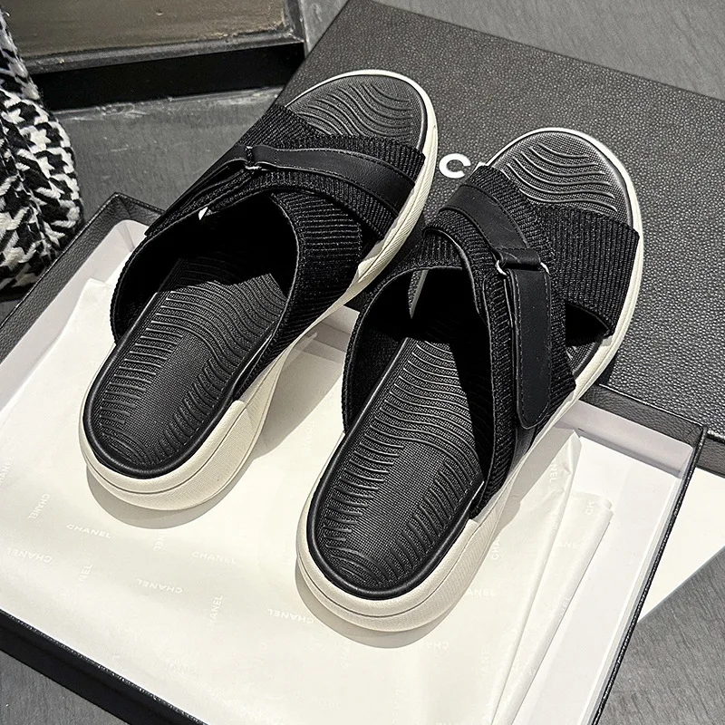 

Сандалии с открытым носком, легкие удобные босоножки на танкетке, Модная элегантная повседневная обувь с круглым носком, лето 2024