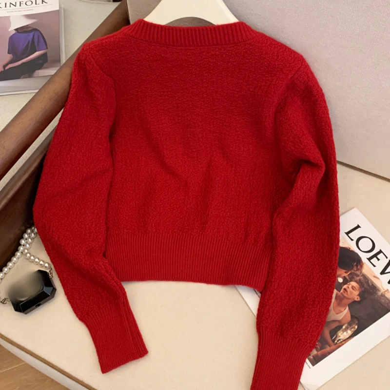 여성용 화이트 의류 가디건 뜨게 스웨터, 한국 버전 Y2k 의류 재킷, 캐시미어 코트, 여성용 블랙 상의