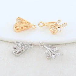 8*17MM 8*13MM 14K Gold Color Plated Brass with Zircon Bale Pinch Clasp For Pendant Making DIY Necklace Jewelry Making Findings