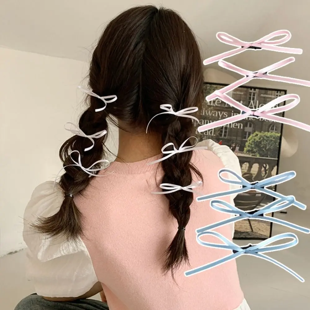 2Pcs Sweet Bowknot Hair Clips Ballet Ribbon Bow Hairpins Bang Clip Korean Girls Mini Grabs Clips Women Headwear Hair Accessories images - 6