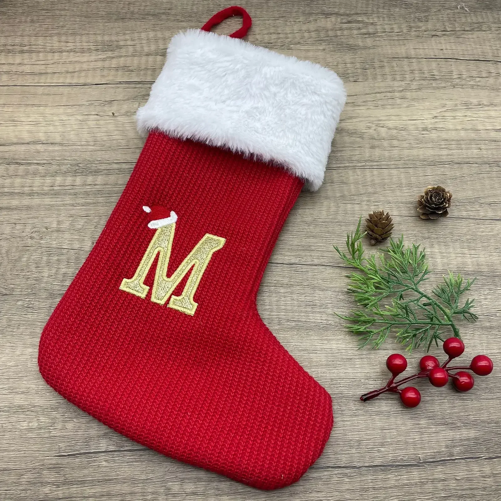 New Christmas Decorative Articles Christmas Socks Gift Bag High grade Red Christmas Knitted Letter Socks