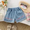 Girls Short Jeans 2025 Summer High Waist Pocket Loose Thin Denim Kids Girls Shorts Cartoon Versatile Children Girls Shorts 2