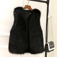 Womens Fur Vest New Female Waistcoat Faux Fox Fur Overcoat Winter Jackets Large Size Thickened Warm Sleeveless Outwear Top 2