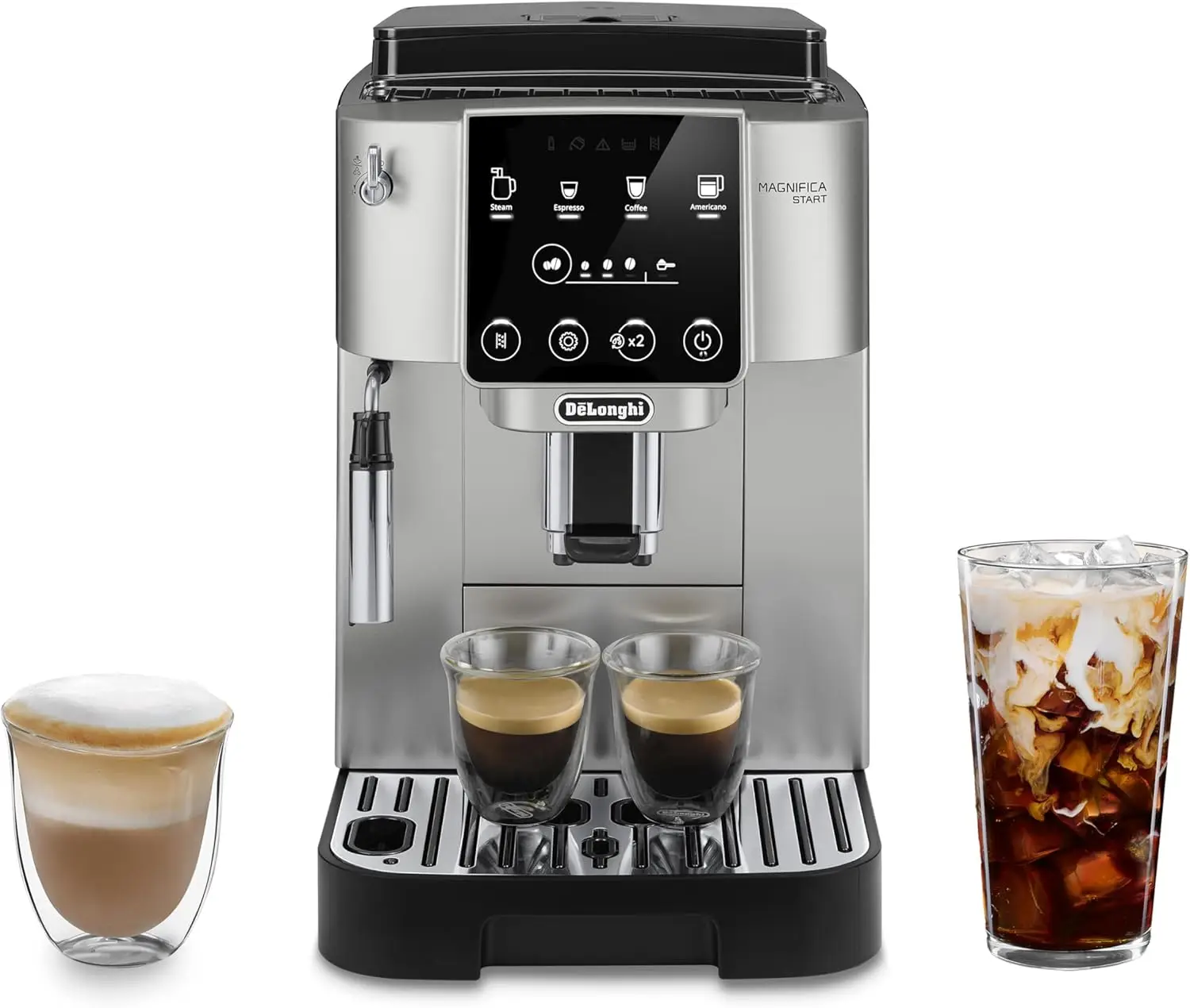 Automatic Espresso Machine with Grinder & Milk Frother, One-Touch for Lattes, Cappuccino
