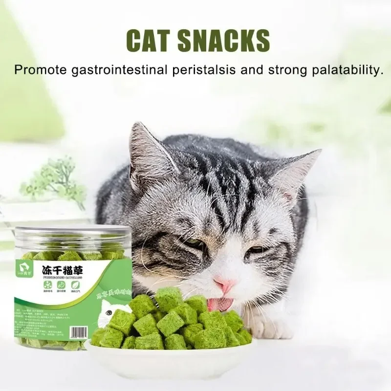 50g Catgrass Grain Row Furry Hairball Pieces Freezedried Cat Snack Teeth Grinding Stick Catgrass Biscuits Cat Grinding Teeth 5
