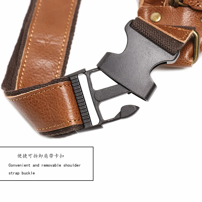 LUOKIR Retro-Leder-Herren-Brusttasche, lässige Umhängetasche aus pflanzlich gegerbtem Leder, Umhängetasche aus Rindsleder – Detail 14