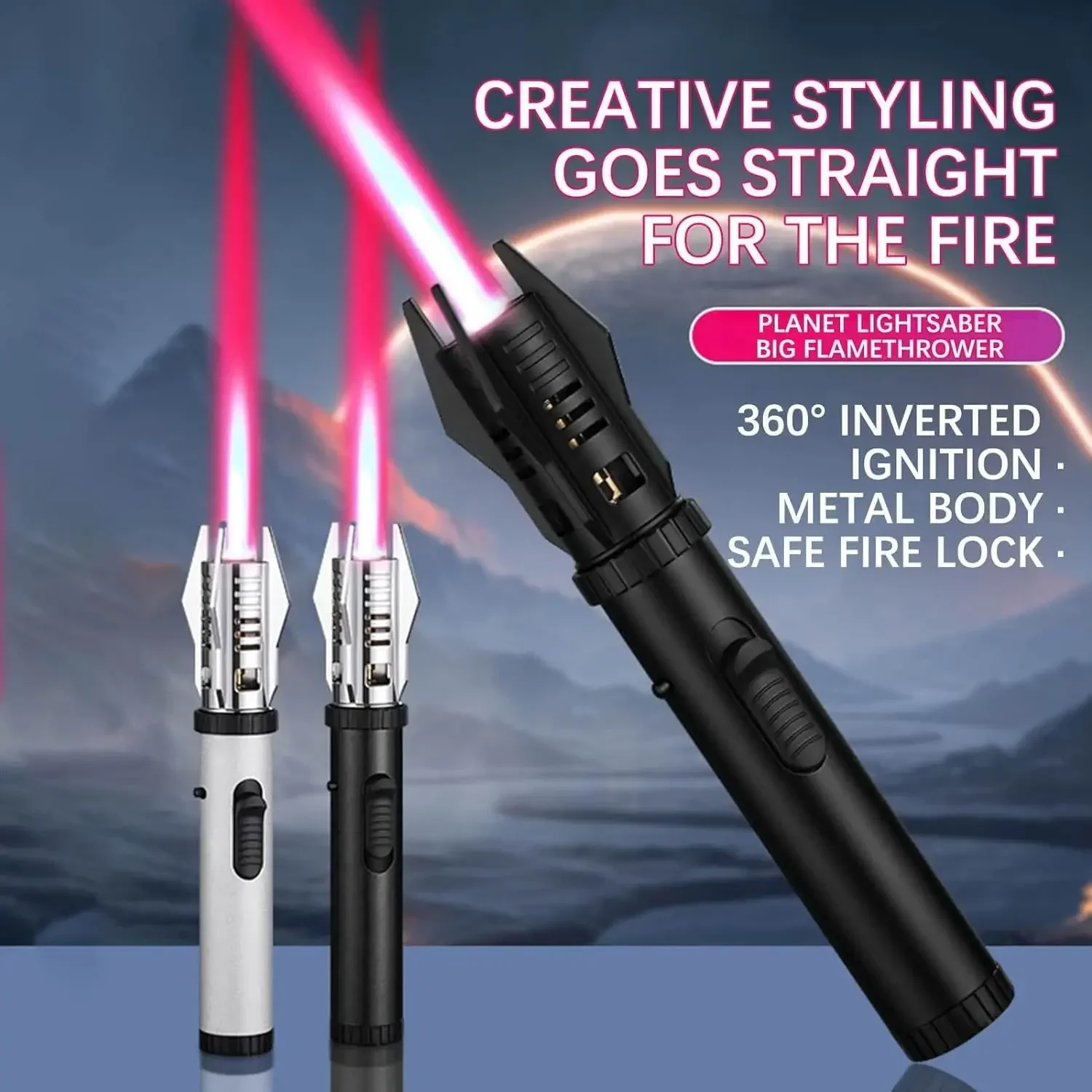 Torch Lighter Bright Fire Lighter Safety Refillable Butane Gas Windproof Jet Flame for Candles Campfires BBQ Baking Camping torch lighter