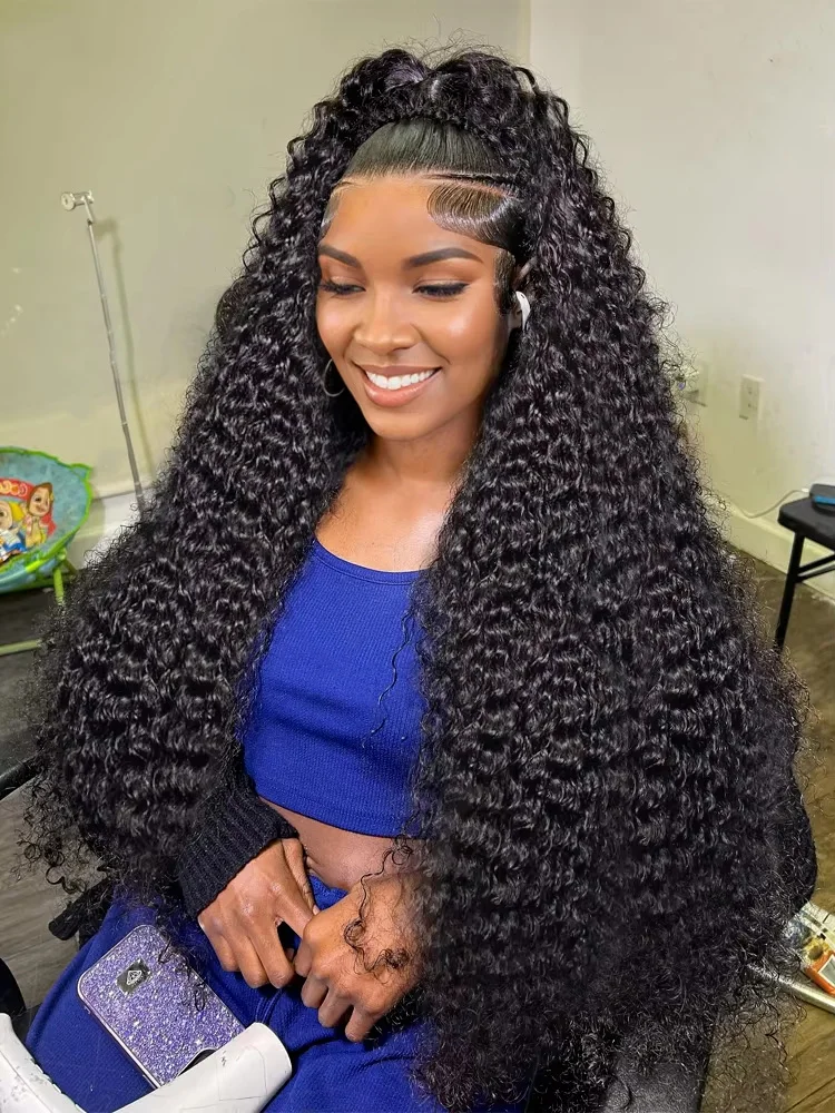 250 280 Density 30 40 42 Inch HD 13x6 Curly Lace Front Human Hair Wigs Deep Wave Transparent 13x4 Lace Frontal Wig Brazilian
