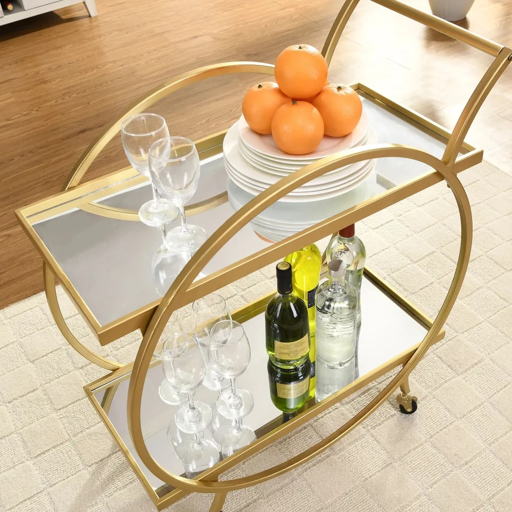 

Wine cabinet and wine rack, gold mirror bar cart, modern, metal, 27.5 x 14 x 33 inches, kitchen and restaurant wine cabinet