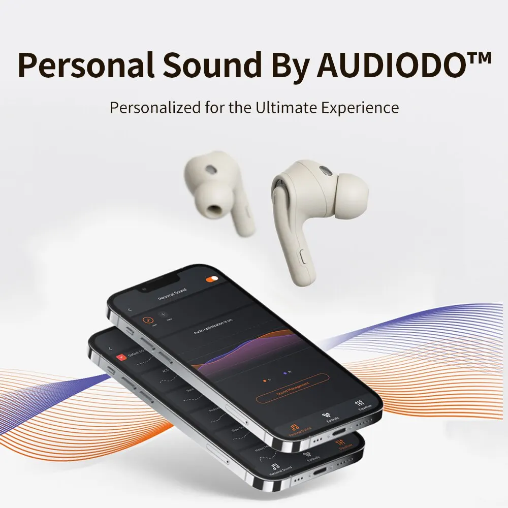 Tribit FlyBuds C1 Pro 트루 와이어리스 이어버드, 하이브리드 노이즈 캔슬링 블루투스 이어폰, 6 마이크 청력 보정, 36 시간 재생