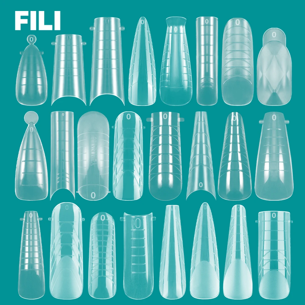 Punte Del Sistema Di Estensione Delle Unghie A Doppia Forma, Stampi In Plastica Per Gel Uv Per Unghie A Copertura Totale A Stiletto/Bara/Mandorla Per 