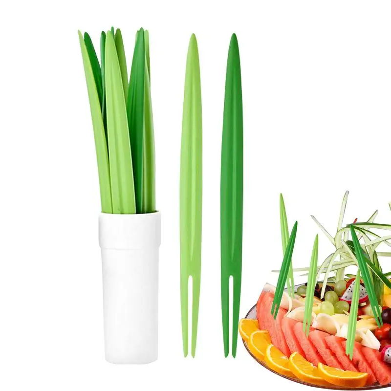 

Fruit Fork Picks 10PCS Portable Leaf Shaped Green Small Decorative Fruit Forks Dessert Food Fruit Fork Party DecorationAccessory
