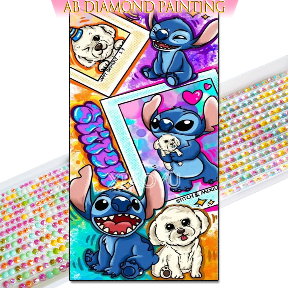 Disney Diamond Painting Stitch 5D Full Round Diamond Mosaic Embroidery DIY  Cartoon Picture Cross Stitch Art Home Decoration Gift XI-1013 20x20cm