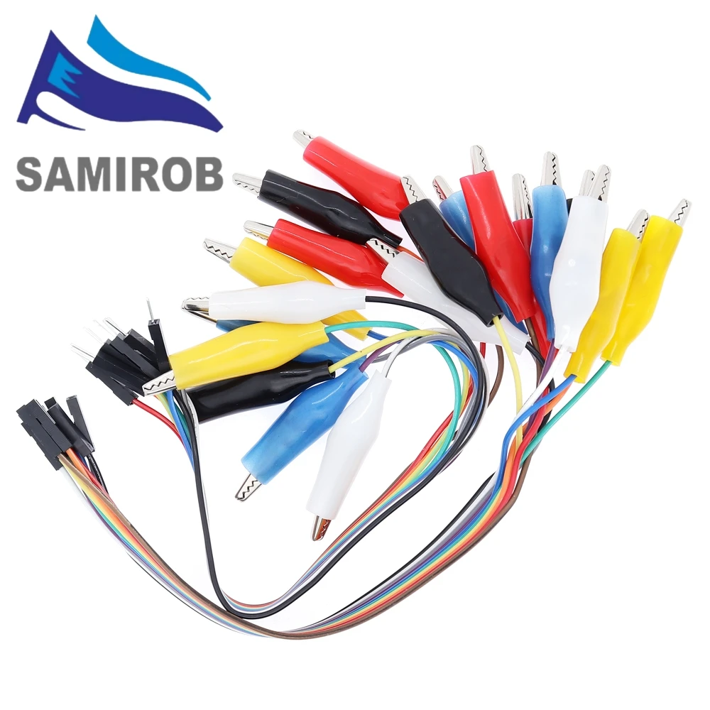 SAMIROB 20 cm 10-polige männliche weibliche Doppelend-Krokodilklemmen zum Springen von Überbrückungsdraht, Messleitung, Verbindungskabel, DIY F