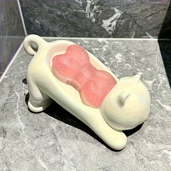 Soap Tray Self-Draining Soap Dish Rack Cute Cat-Shaped Creative Rack For Shower Bathroom Kitchen Tub Sink Tray Bracket Bathroom