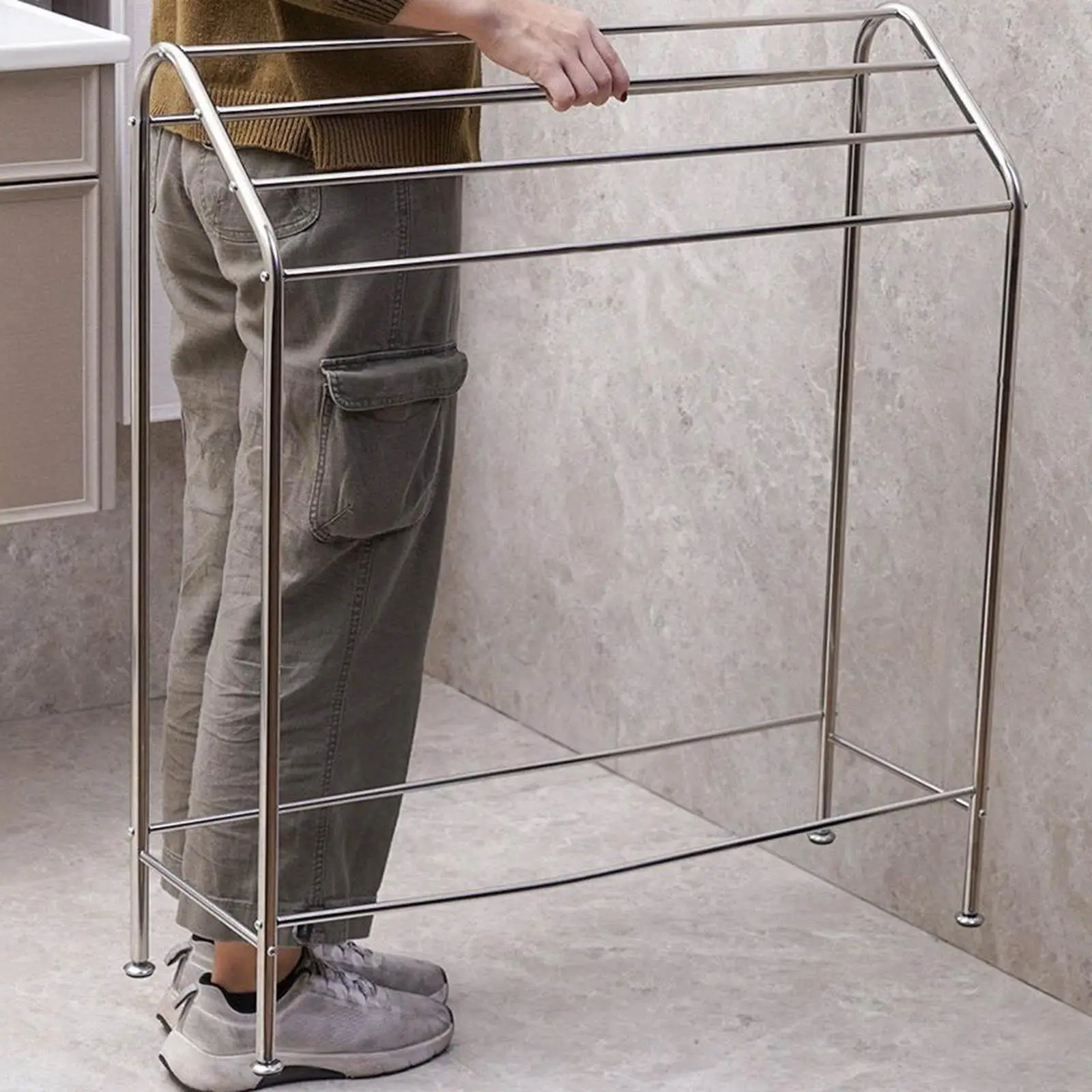 מדף מגבות ומגבות, מדף ייבוש חזק לחיסכון במקום, מארגן לחדר האמבטיה ב-5 קומות