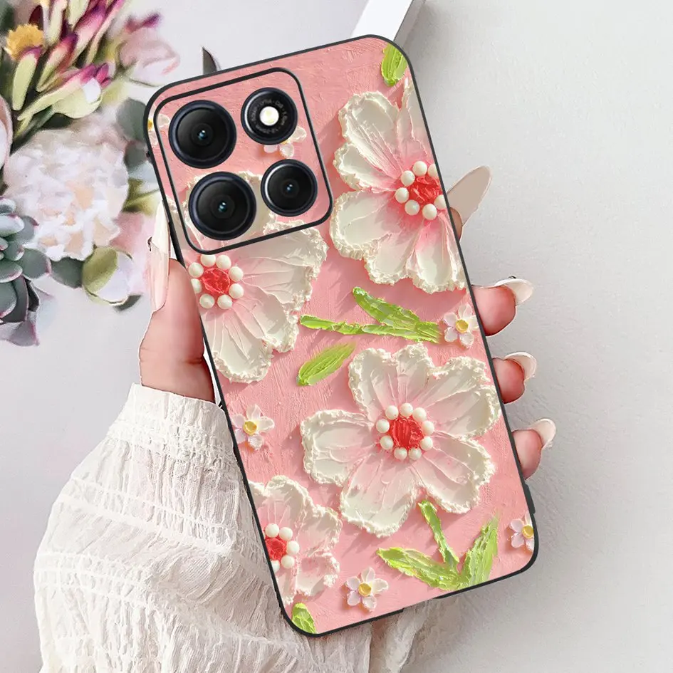 Floral Bamboo Cat Cartoon Soft Silicone Back Cover