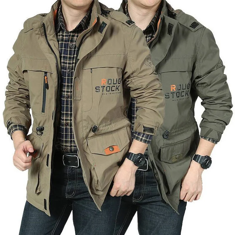 

New Jackets Men Casual Multi Pockets Breathable Army Military Jacket Outdoor Windproof Waterproof Windbreaker Coats Plus Size5XL