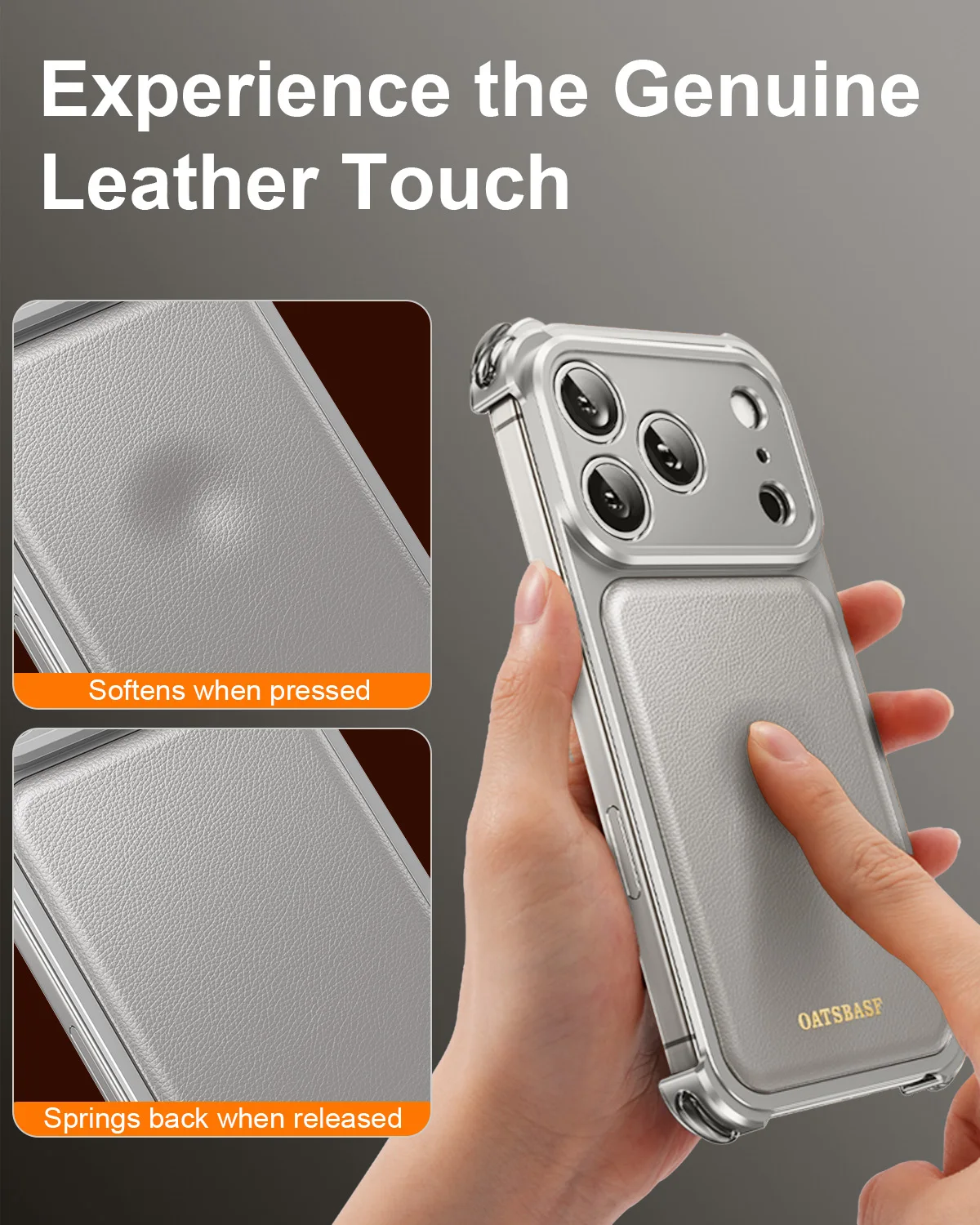 Eary Genuine Leather Case for iPhone 17 16 Pro Max Full Phone Cover Shockproof Anti-Drop Protective Shell Metal Frameless Bumper