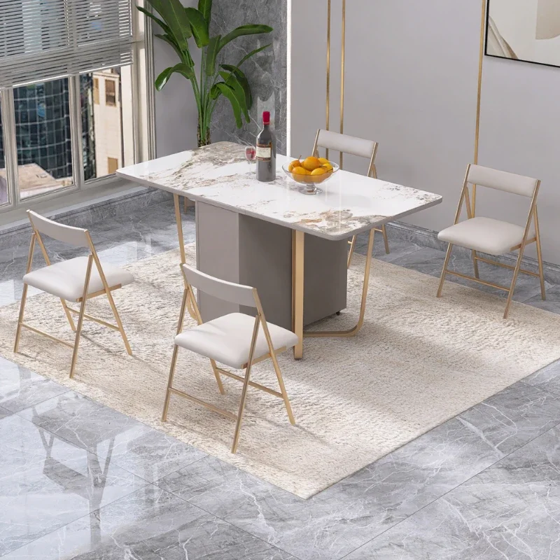 Extendable Modern Dining Room Sets Luxury Space Saving Kitchen Folding Table Chairs Home Italian Meuble De Cuisine Furniture