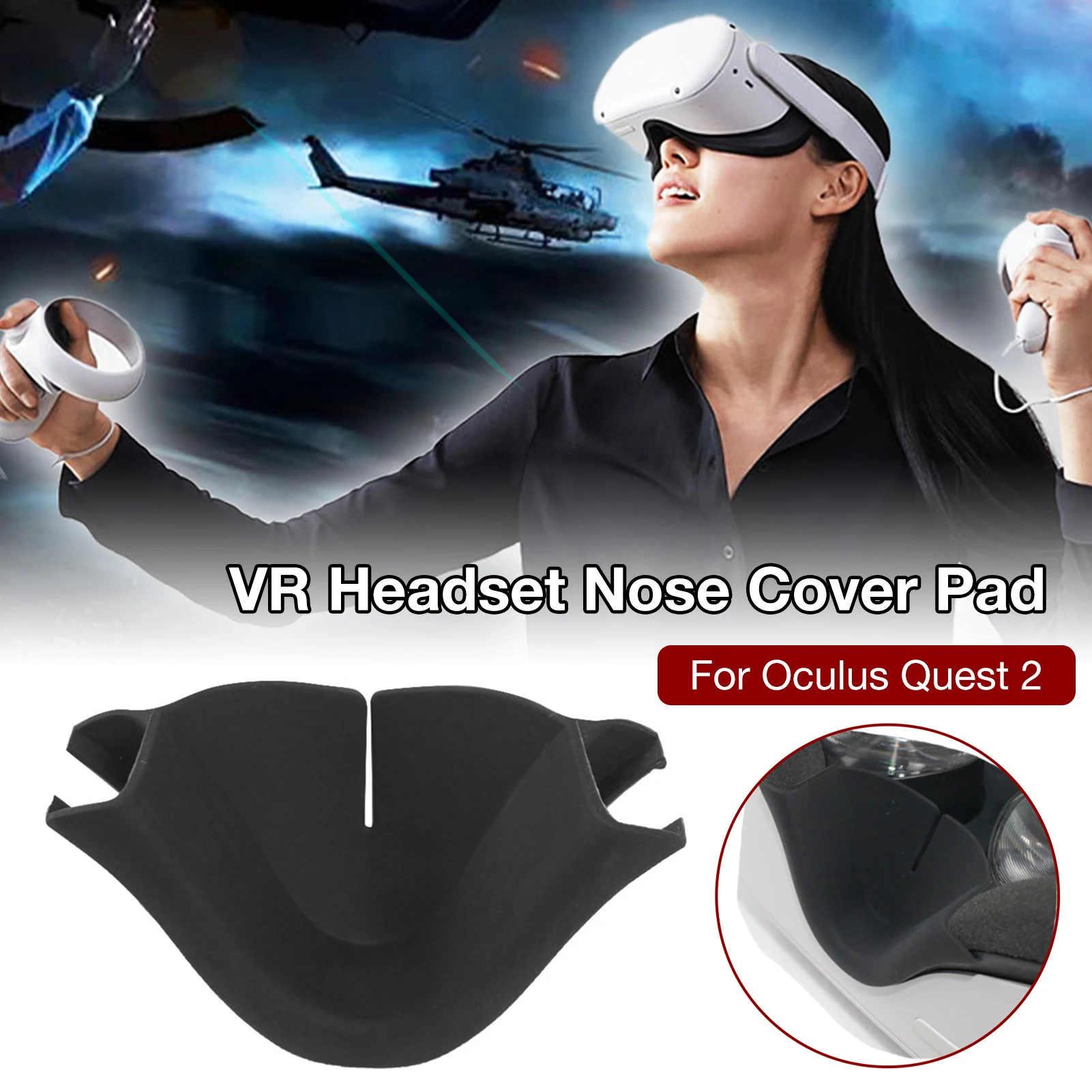 Black Silicone Nose Pad For Oculus Quest 2 VR Headset Accessories Shading Cover Cushion Eye Mask Support Holder For Quest2 VR