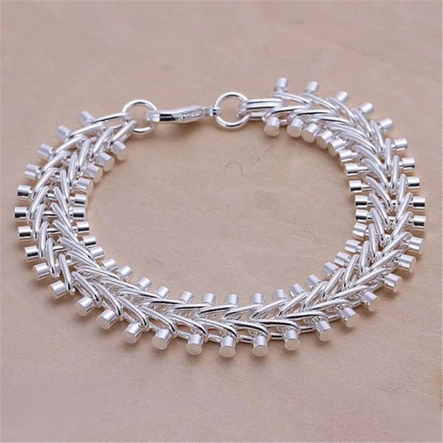 Braccialetto a catena solida e squisita in argento sterling 925, con ciondolo alla moda, per donne e uomini, modello semplice e carino._voghion.com
