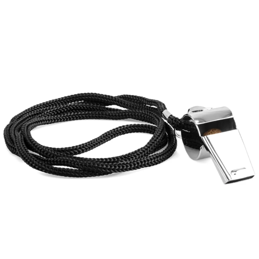 Referee Sport Rugby Stainless Steel Metal Whistle with Rope