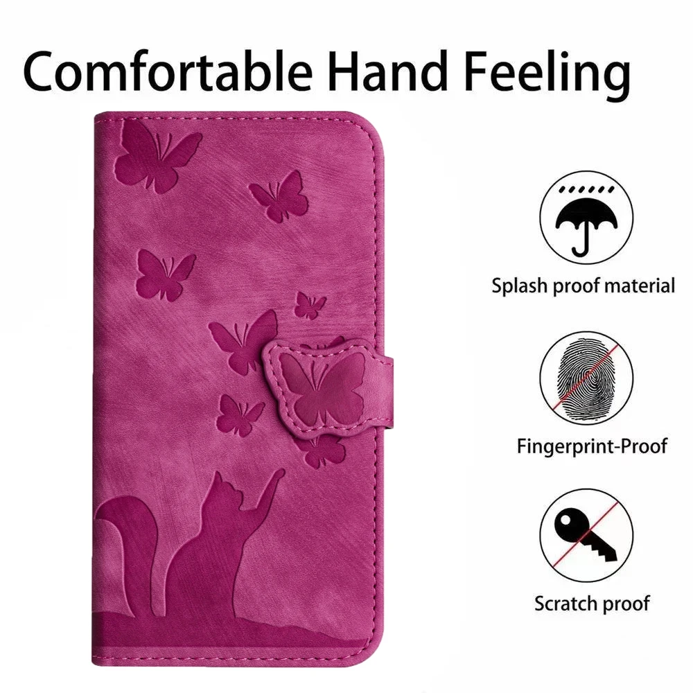 Cute Cat PU Leather Wallet Phone Case - Stylish Flip Back Cover
