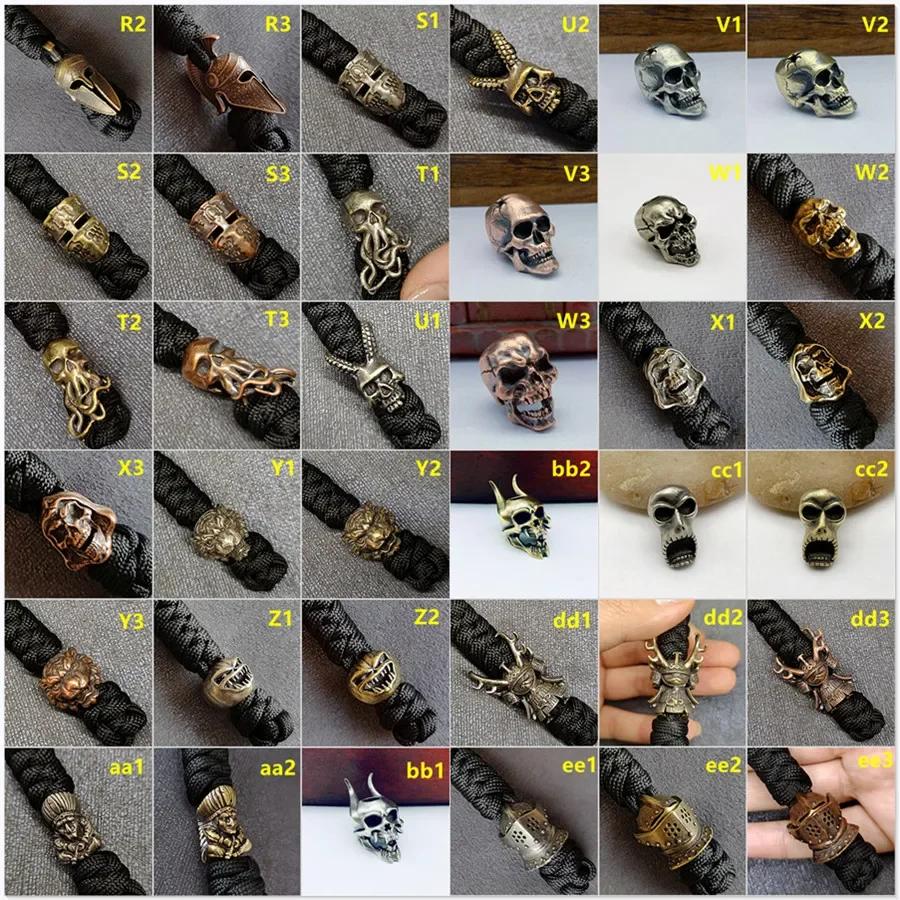 Vintage Copper Lanyard Keychain Biker helmet Pendant Woven Paracord Rope Accessories Bag Hanging Car Keychain Handmade Gifts