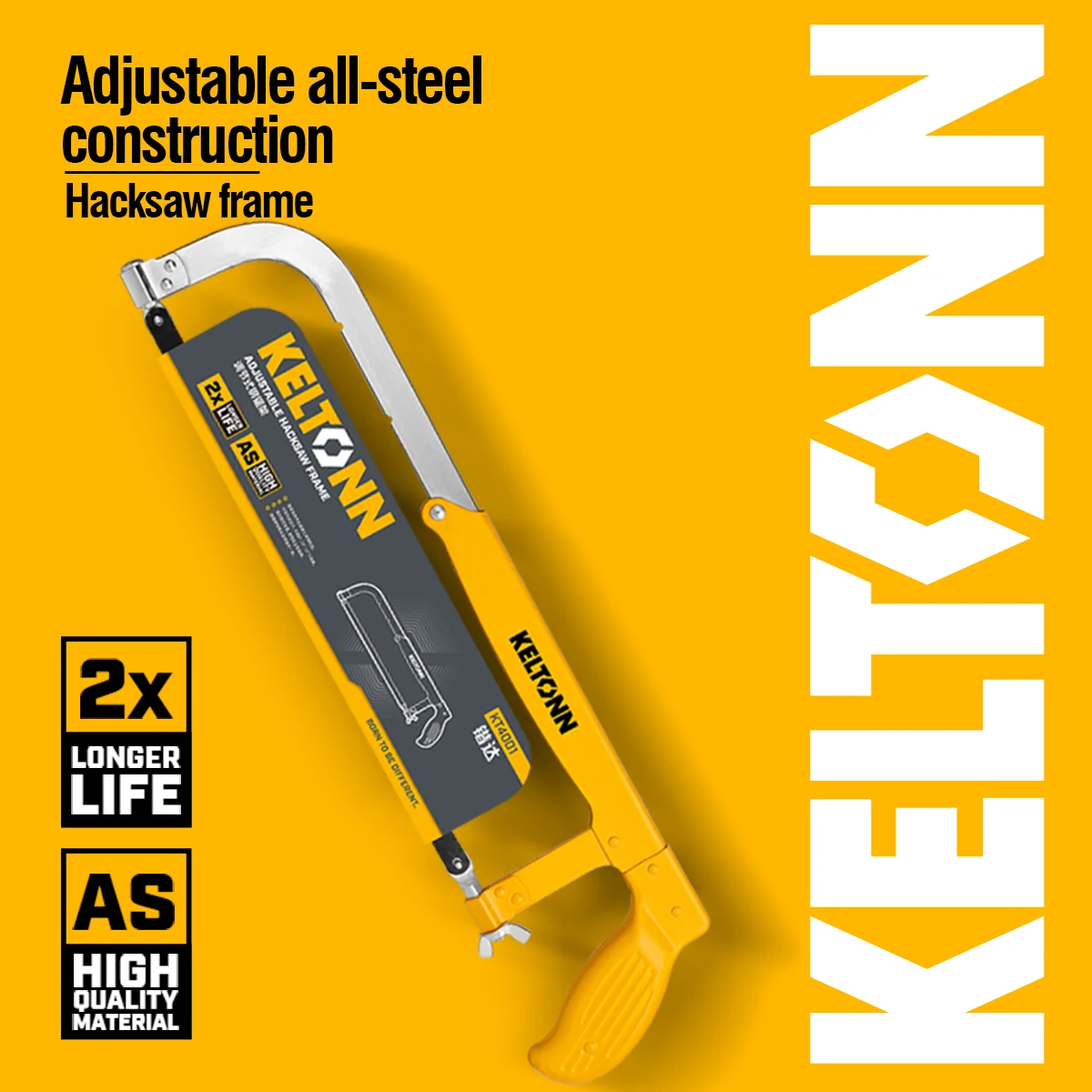 Adjustable hacksaw frame, the frame is made of professional high-carbon tool steel, adjustable to 8", 10", 12"