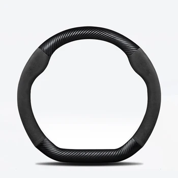 Coprivolante per auto 38cm in pelle a forma di D per Polo da Golf Jatta Passat K3 Suzuki Swift Nissan Rogue Mercedes AMG accessori