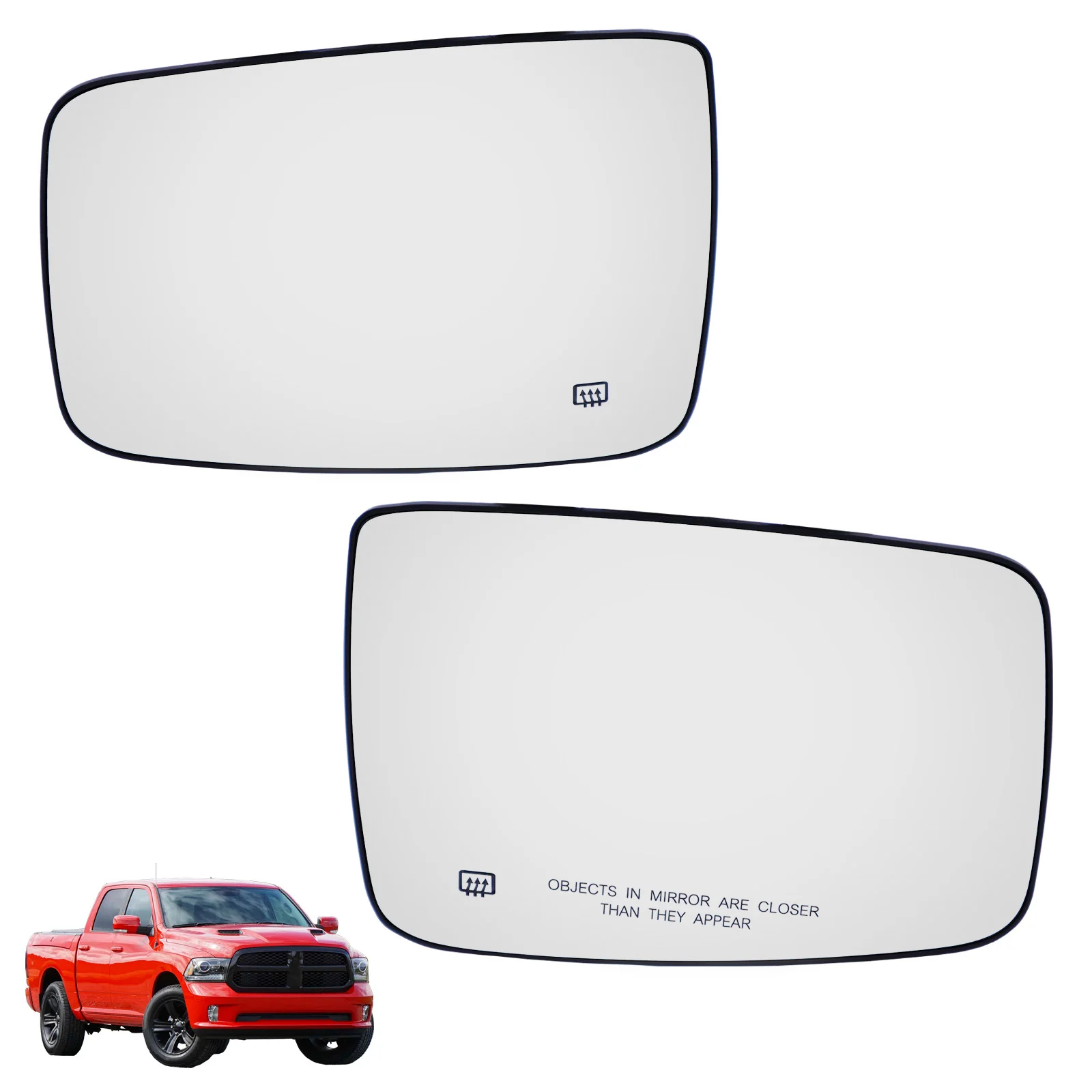 

Left or Right Side LH RH Heated Car Door Wing Mirror Glass Auto Rearview Rear View With Base For DODGE RAM 1500 2500 2009 - 2019