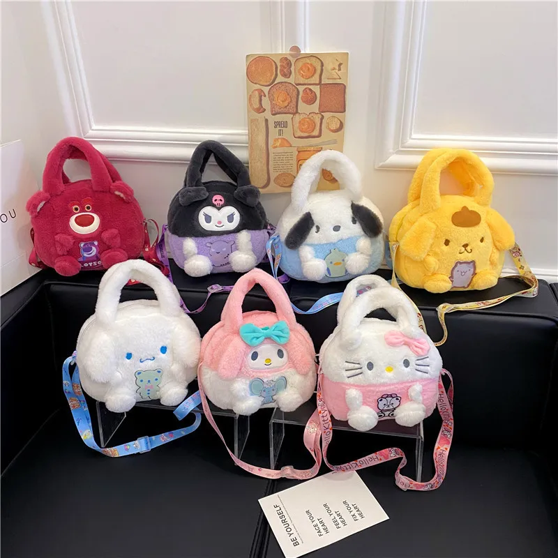 

Sanrio плюшевая сумка Kawaii Kuromi Cinnamoroll Melody Мультфильм Аниме Сумка через плечо косметика путешествия сумки для хранения женщин девушек подарки