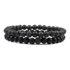 Ensemble de bracelets pour couple, charme en pierre naturelle œil de tigre et lave noire, bracelet extensible tendance, bracelet perlé de yoga, bijoux d'amitié, cadeau