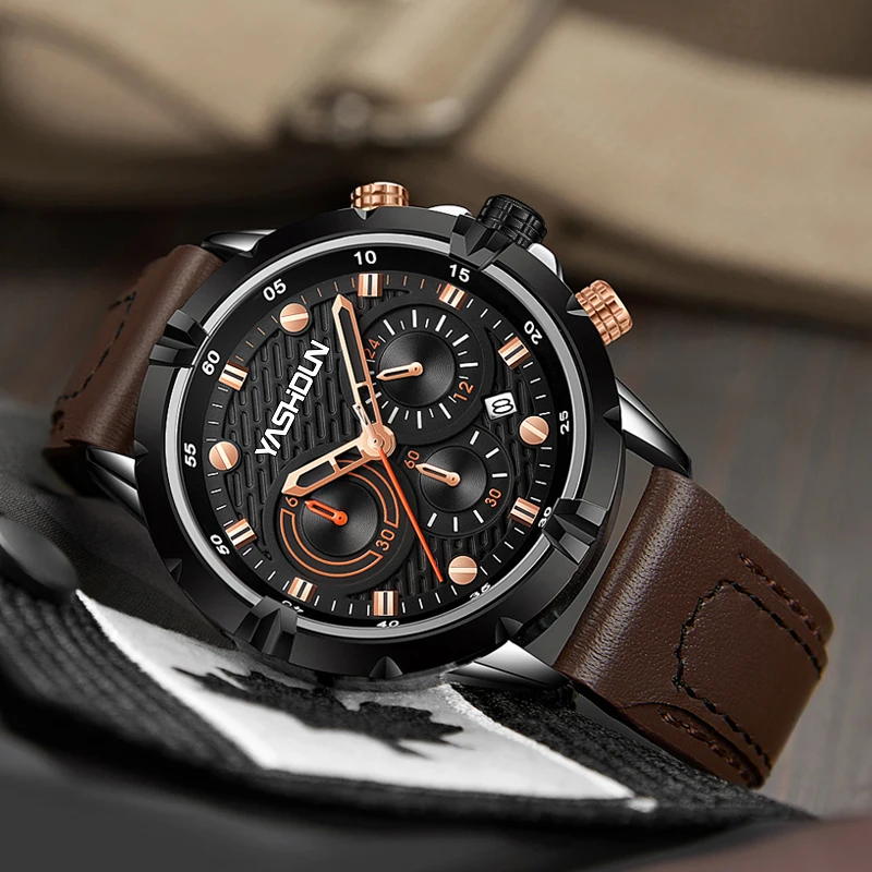2022 New Mens Watches Top Brand Luxury Leather Casual Quartz Watch Men's Sport Waterproof Clock Watch Relogio Masculino