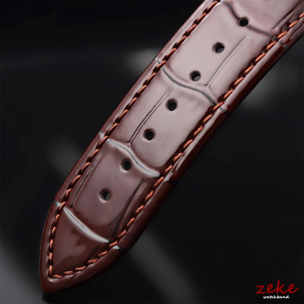 Luxurious Polished Genuine Leather Watch Band with Elegant Wooden Box and Butterfly Buckle - Available in Multiple Sizes