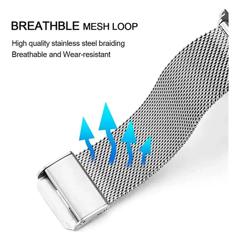 Elegant Milanese Metal Bracelet, 20mm or 22mm,