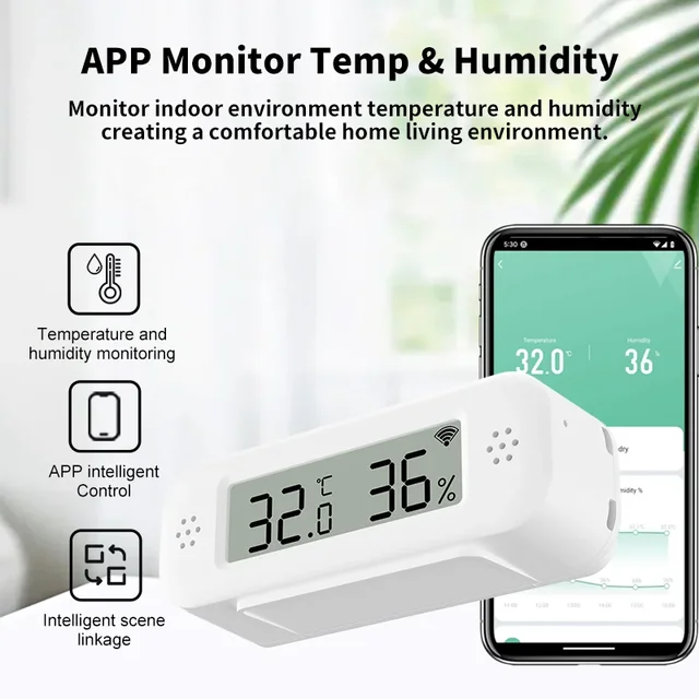 Tuya Zigbee WiFi Mini Temperature Humidity For Smart Home Thermometer Hygrometer APP Remote Work with Google Home Yandex Alexa 3