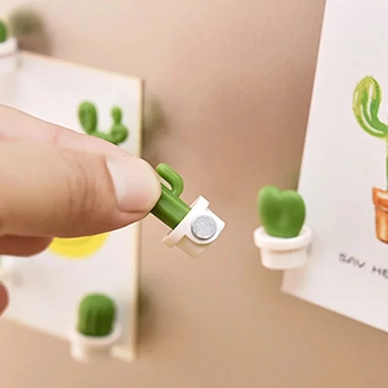 Magnetic Fridge Stickers 6pcs Cactus Fridge Magnet Refrigerator Magnetic Sticker 3D Succulent Plant Message Board Reminder Home Decoration Kitchen